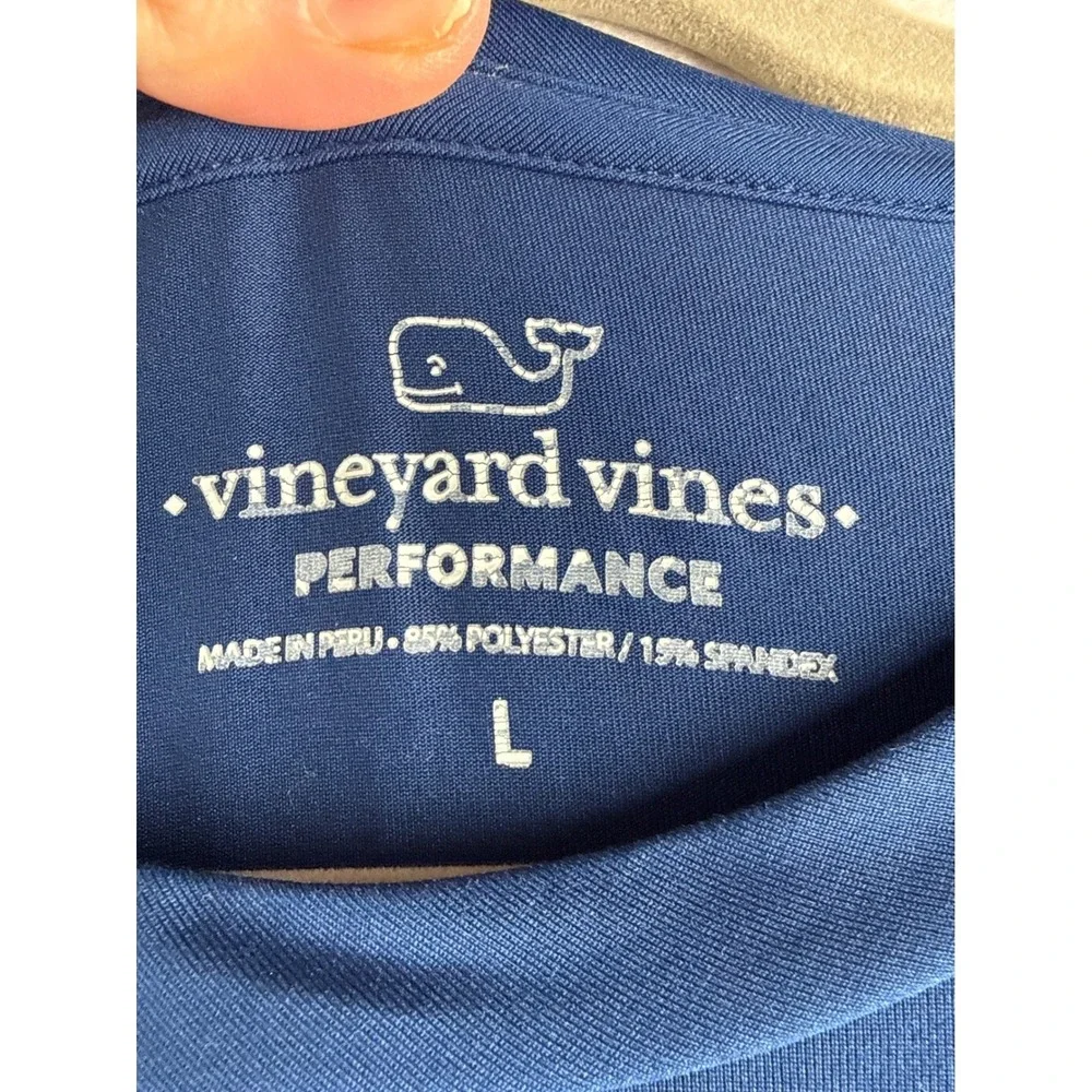 Vineyard Vines Performance Mens‎ Large Blue Long Sleeve Whale Graphic T-Shirt